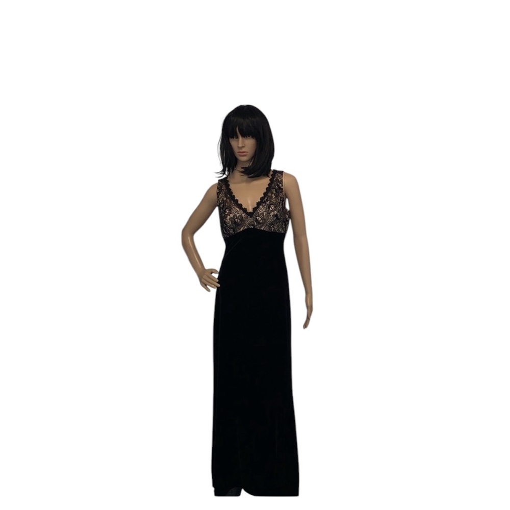 Vintage Onyx Nite Lace Black Velour Dress Size 6
